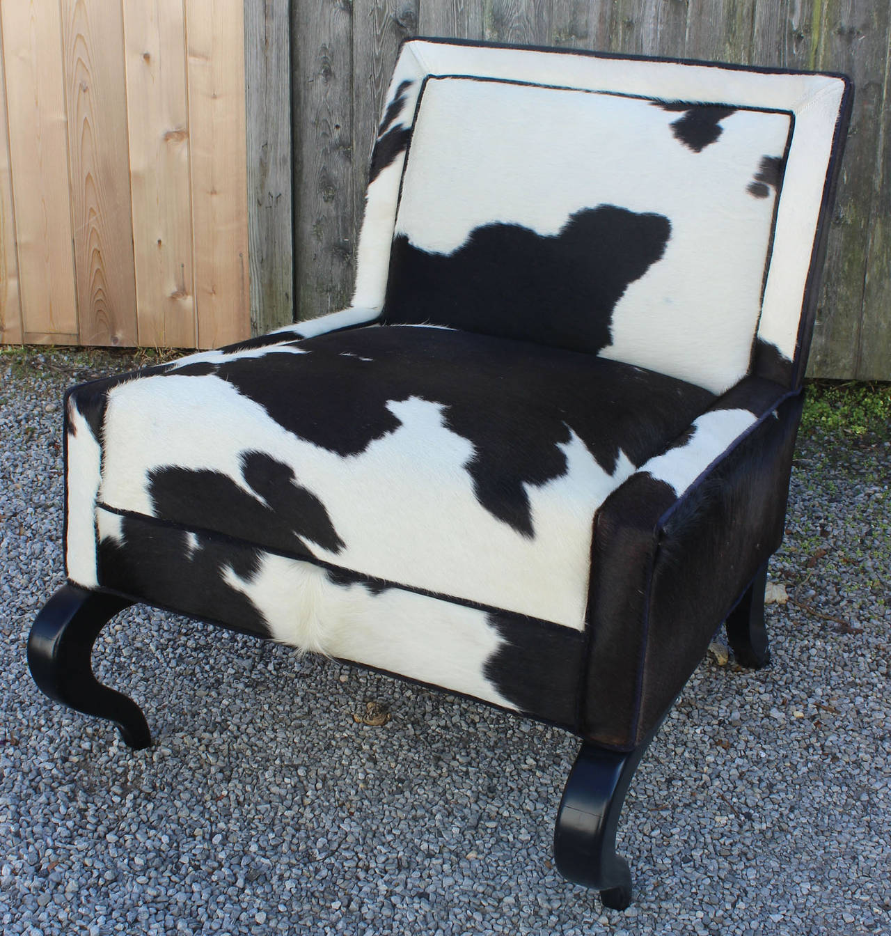 A beautifully upholstered cowhide 