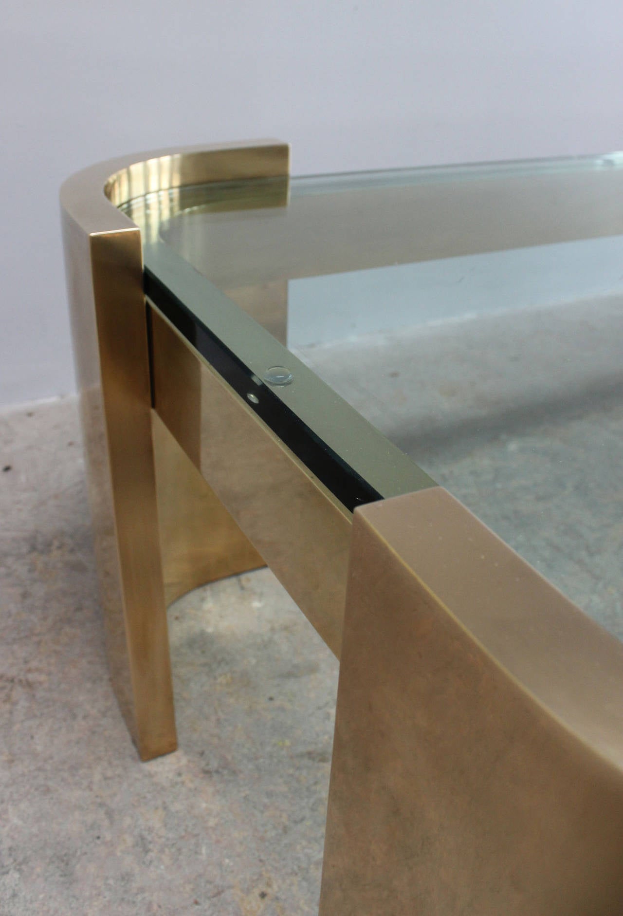 Glass Ron Seff Solid Brass Coffee Table