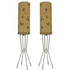 Pair Tall Cylinder Lamps