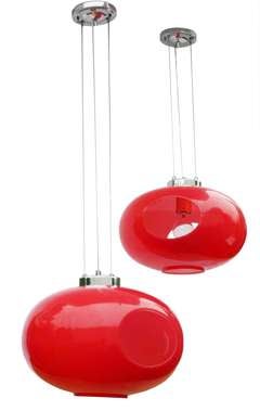 Pair Red Globe Pendants