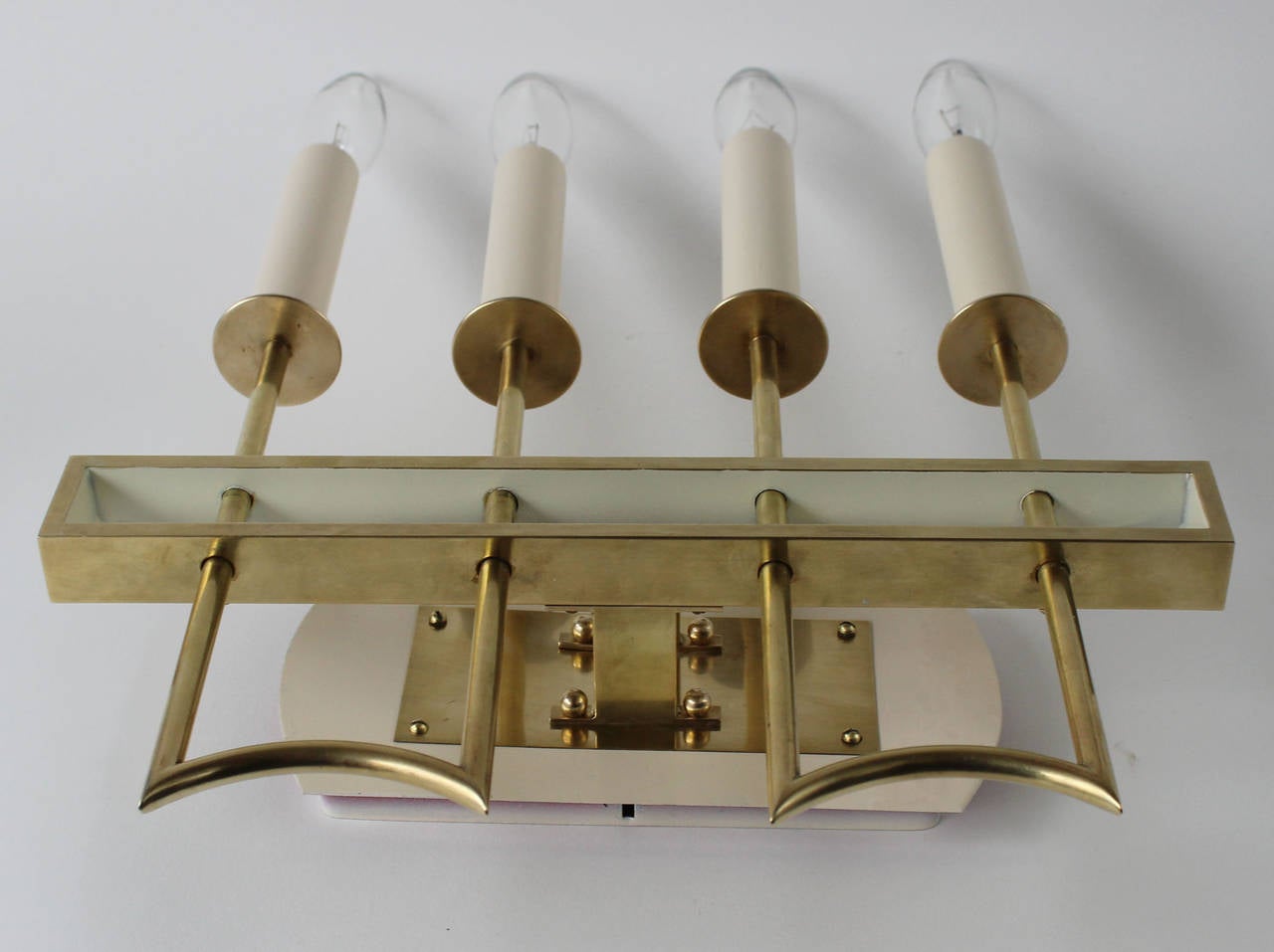 Pair of Italian Solid Brass Sconces In Good Condition For Sale In Southampton, NY