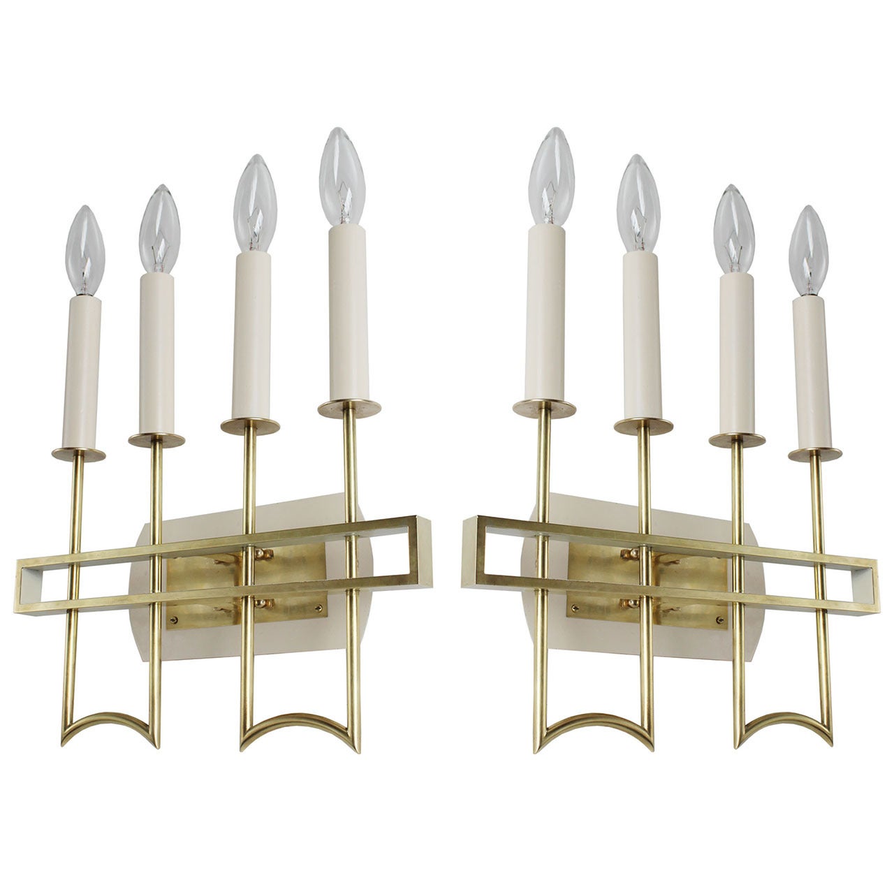 Pair of Italian Solid Brass Sconces For Sale