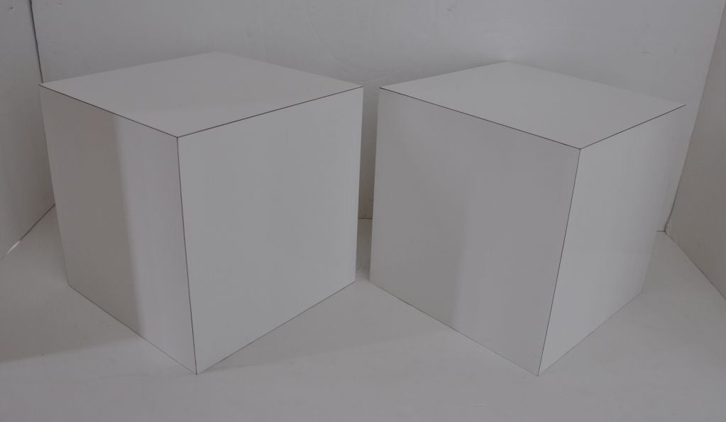 American Pair of White Laminate Cubes