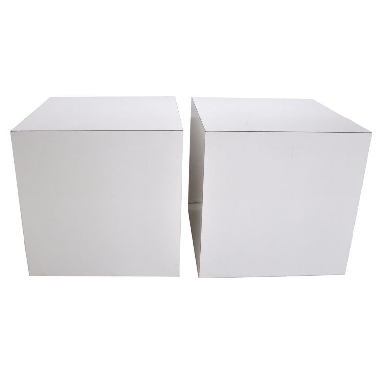 Pair of White Laminate Cubes