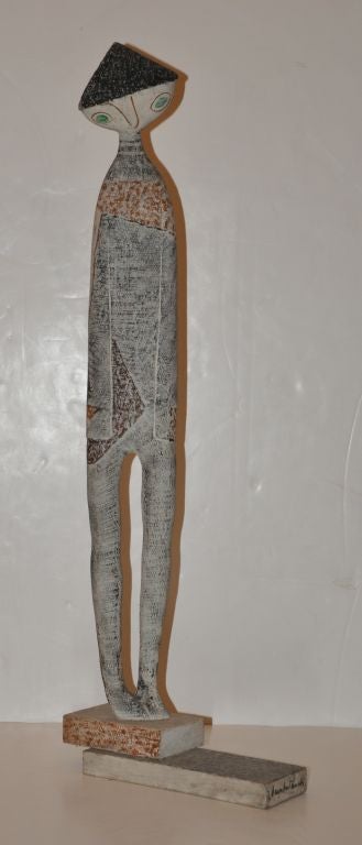 Exceptionnelle sculpture en plâtre polychrome sur bois de Jean Lambert-Rucki, France, c. années 1930. Provenant de la succession de Lucille Lortel. Signé.