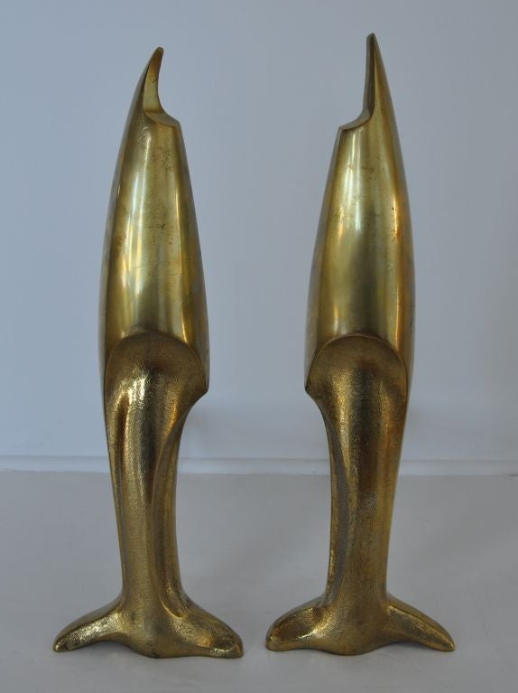 French Bronze Andirons - Pierre Legrain Attrib.