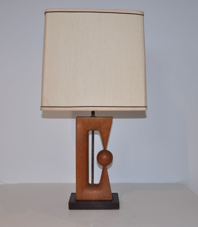Sculptural Wood Table Lamp - Noguchi Style.