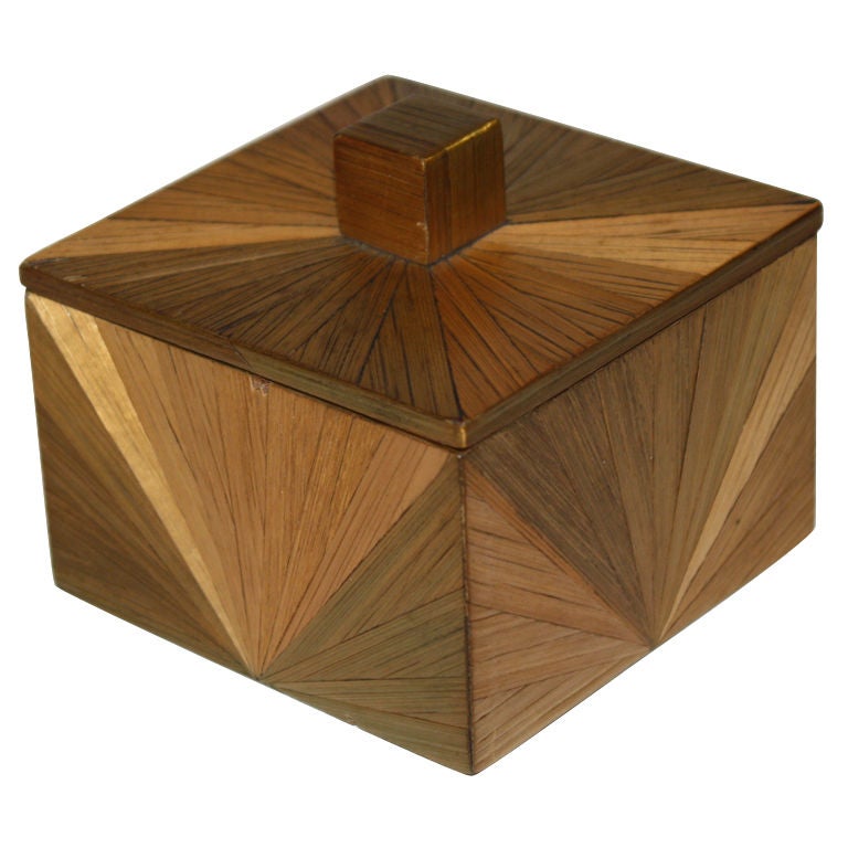 Straw Marquetry Box - Attributed to  Jean-Michel Frank For Sale