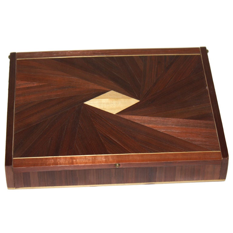Straw Marquetry Box - Attributed to Jean-Michel Frank For Sale