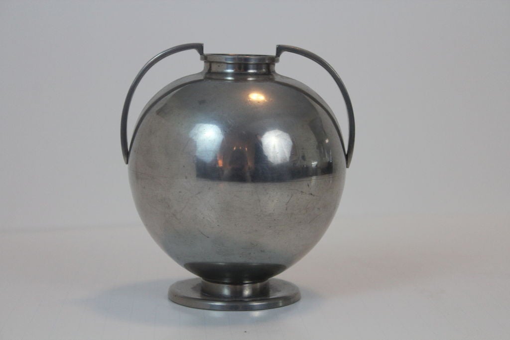 Exceptional pewter vase made in Stockholm, stamped GAB, TENN  Svensk Vara