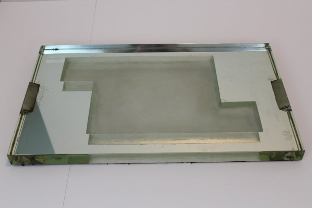 Large Glass And Mirrored Tray - Jean Luce