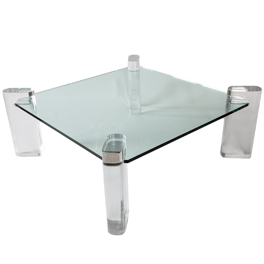 Karl Springer Glass and Lucite Low Table, Usa, circa 1970s