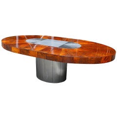 Burl and Gunmetal Oval Dining Table by Paul Evans, USA, c. 1970