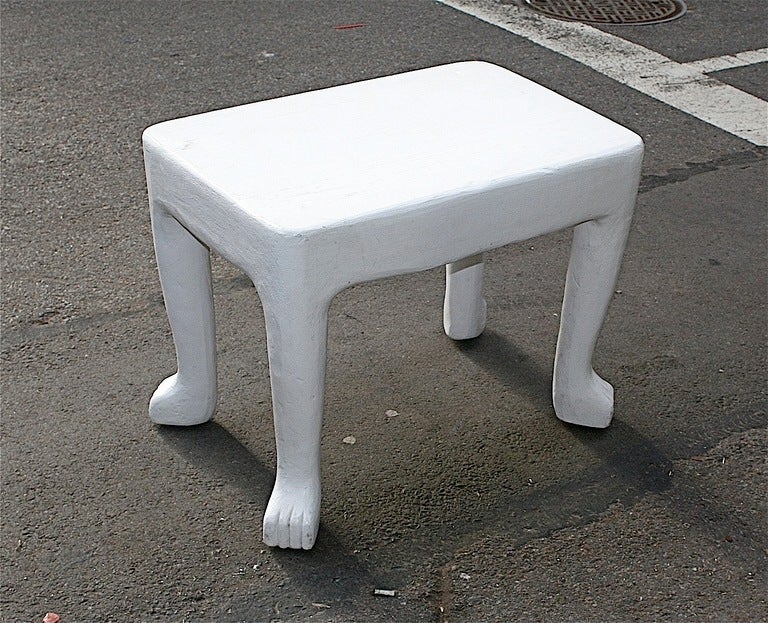 Square Plaster End-Table by John Dickinson, USA, c. 1970s. In Excellent Condition In New York, NY
