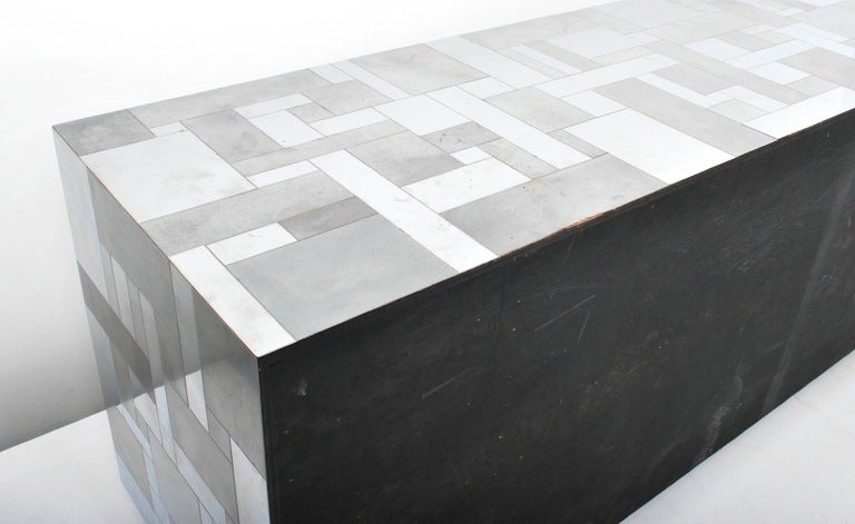 Late 20th Century A 9' Chrome Patchwork Cityscape Cabinet by Paul Evans for Directional, USA, 1970