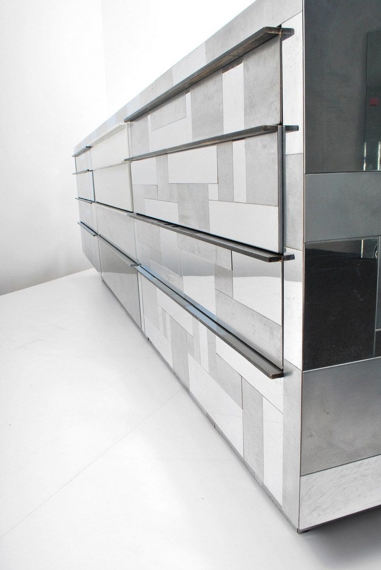 A 9' Chrome Patchwork Cityscape Cabinet by Paul Evans for Directional, USA, 1970 1