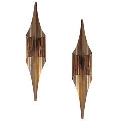 Pair of Steel Sconces by Maison Charles, France, c. 1970s