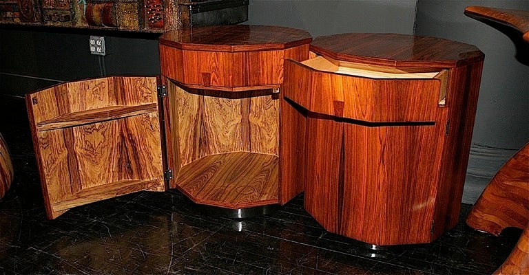 American Pair of Decagonal Rosewood Drum Tables by Harvey Probber, USA, c. 1950s