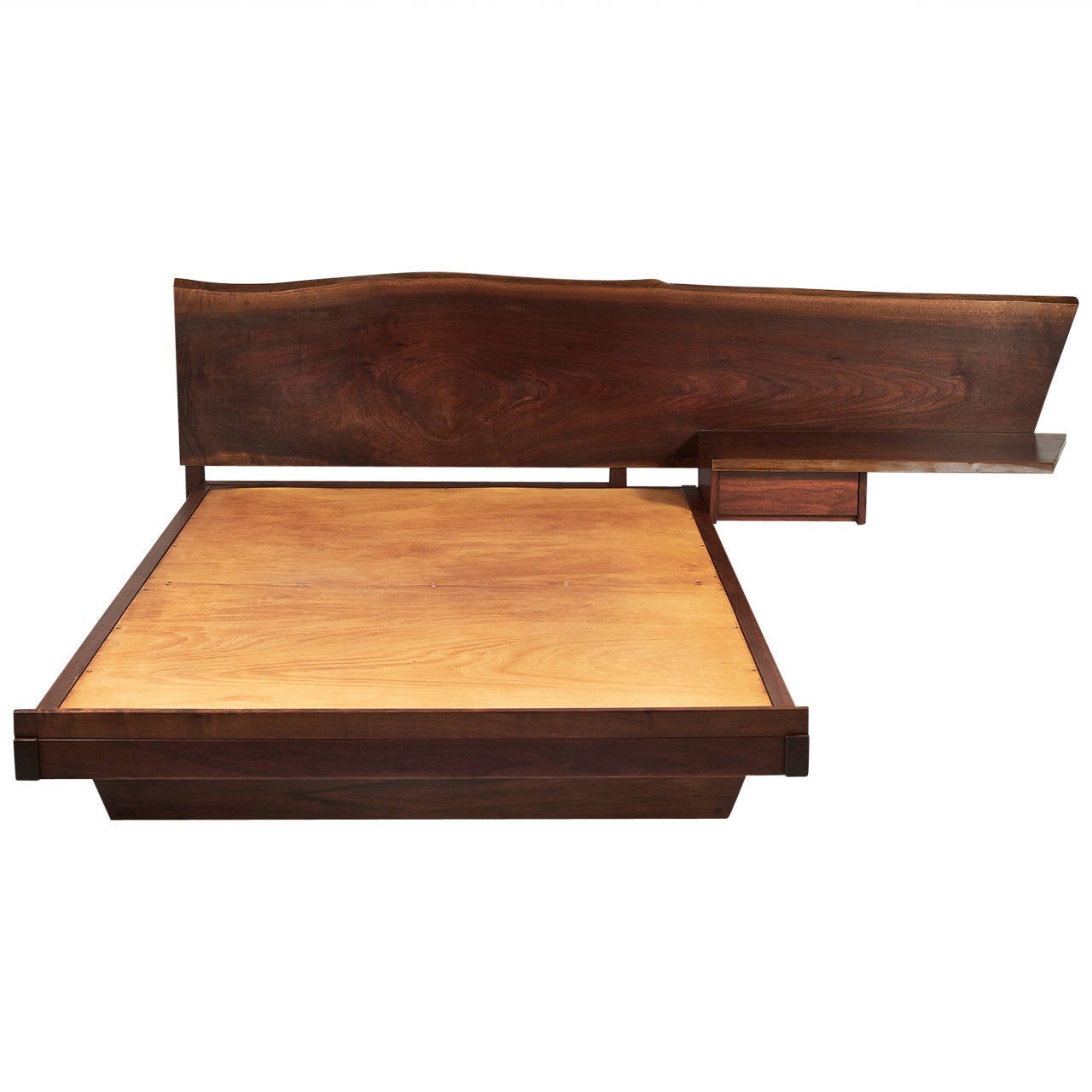 Nakashima, Platform Bed with Cantilevered Slab Headboard, USA