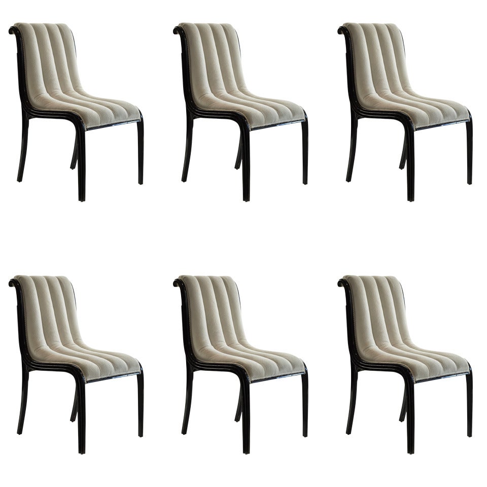 Paul Frankl for Frankl Galleries, Set of Six Lacquer Dining Chairs