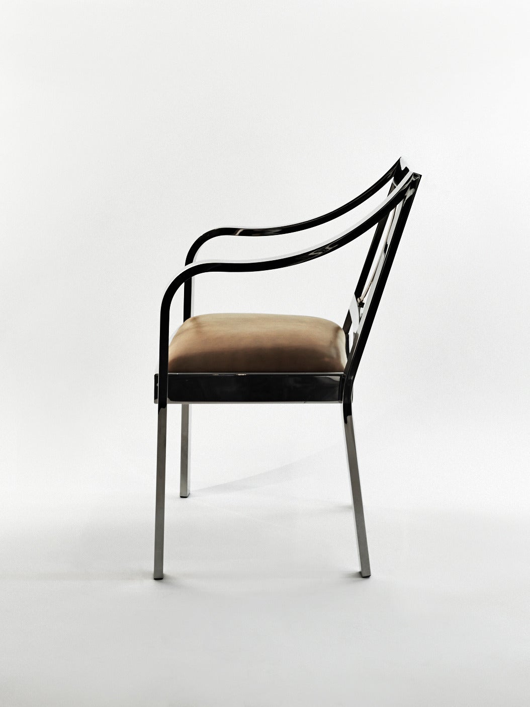Late 20th Century Karl Springer, Polished Steel and Brass Armchair, USA, 1980