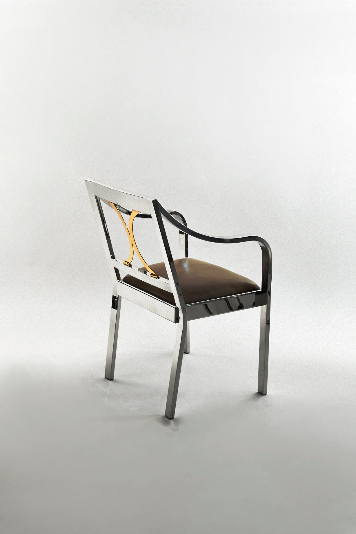 Karl Springer, Polished Steel and Brass Armchair, USA, 1980 1