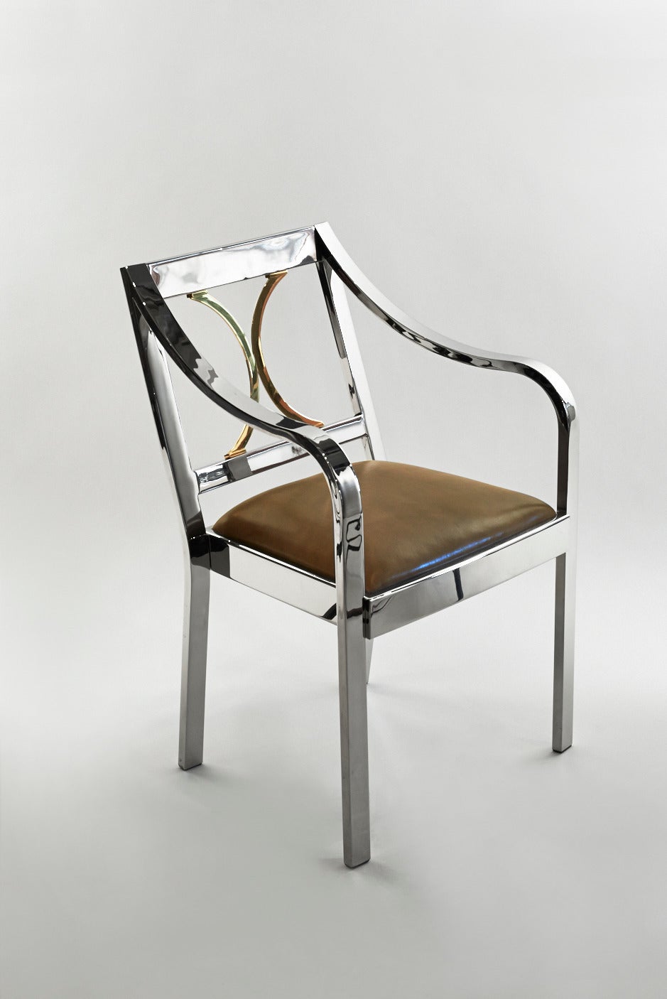 Karl Springer, Polished Steel and Brass Armchair, USA, 1980 2