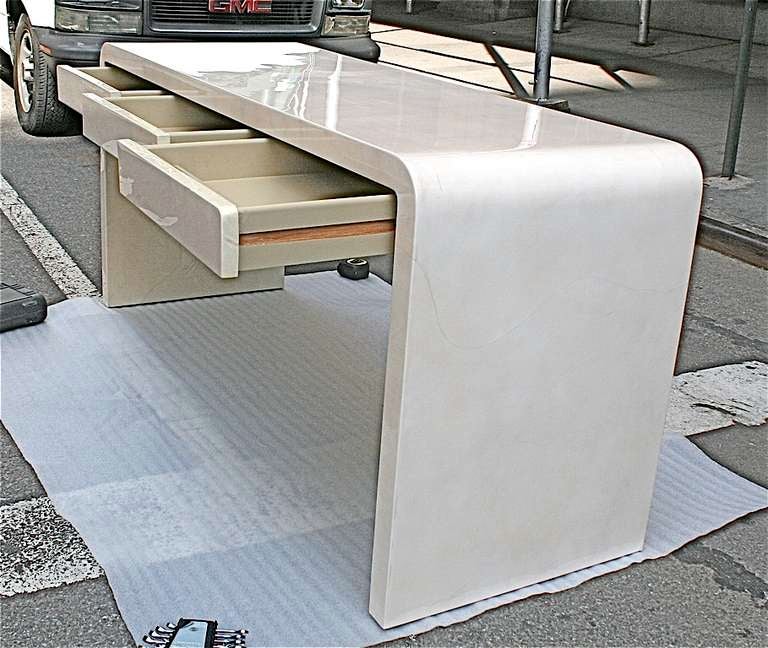 20th Century Parchment Console/Desk by Karl Springer, USA, c.1980