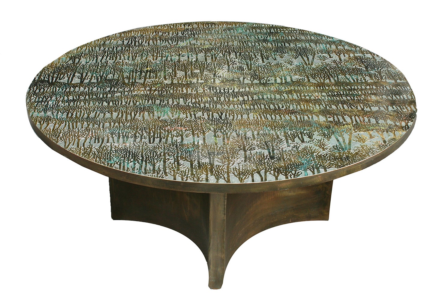 Eternal Forest Round Low Table by Phillip and Kelvin LaVerne, USA, c. 1970s