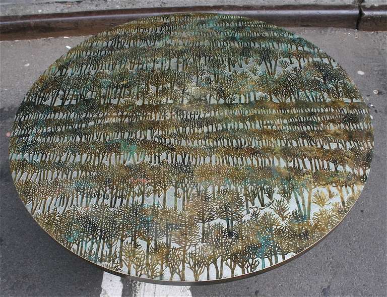 American Eternal Forest Round Low Table by Phillip and Kelvin LaVerne, USA, c. 1970s