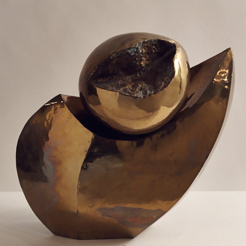 This unique bronze sculpture by Maté Lapierre has been hand-hammered and features beautiful patination. The Paris based, Beaux-Arts educated artist is renown in Europe for her sculptural artworks. 

Measures: 19.5” H x 10" D x 20” L.