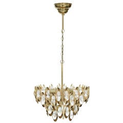 Faceted Crystal and Brass Chandelier