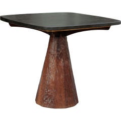 Slate Top Chip Carved Cone Table by Phillip Lloyd Powell