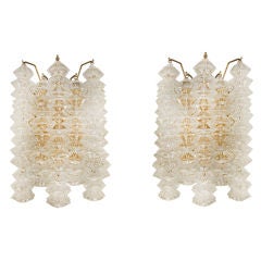 Pair of Crystal and Brass Sconces by Kalmar