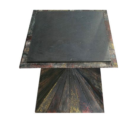 American A Sculpted Steel Double-Pyramid Side Table by Paul Evans