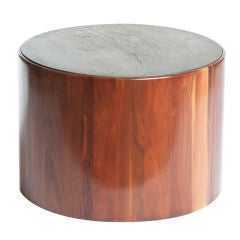 Phillip Lloyd Powell Low Drum Table in Walnut with Slate Top