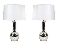 A Pair of Cased Mercury Glass Under Cased Crackled Glass Lamps 10