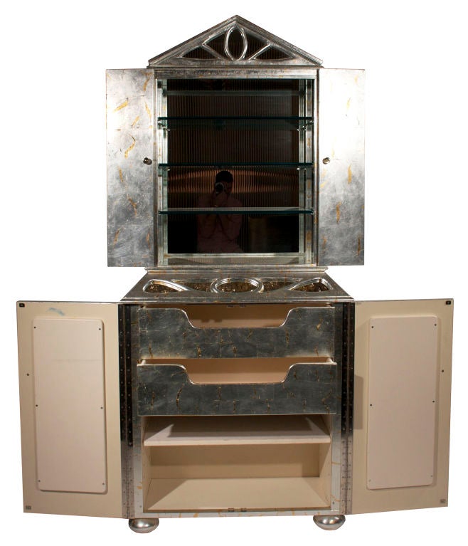 A Custom Silver Leafed Cabinet on Chest by Phillip Lloyd Powell