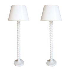 A Pair of Finished Plaster Michael Taylor "Braid" Lamps