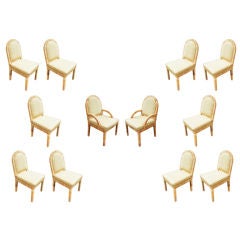 Set of Twelve Rattan Dining Chairs by Bielecky Brothers