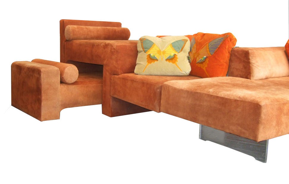 Suede Omnibus Sectional by Vladamir Kagan