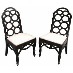 A Pair of Lacquered Loop Back Chairs by Frances Elkins