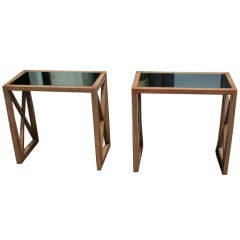 A Pair of Cerused Oak Side Tables by James Mont