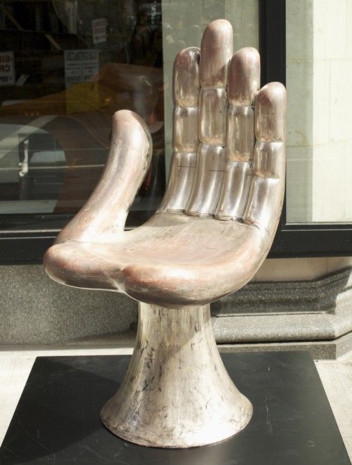 Pedro Friedeberg Silver-Gilt Hand Chair. Mexico, Circa 1960s. An early iconic 