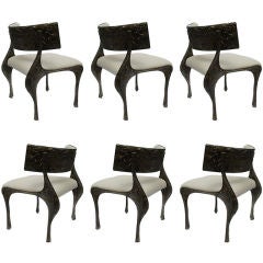 A Set of Six Paul Evans Sculpted Bronze Chairs
