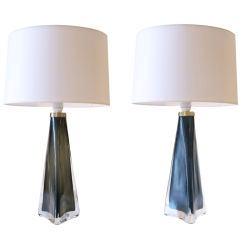 A Pair of Cased Glass Table Lamps by Orrefors, Sweden, ca. 1950