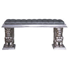 Carved and Silvered Gargoyle Bench, France, circa 1920s