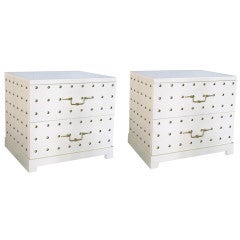 Pair of Studded Bedside Dressers by Tommi Parzinger, NY, 1950s