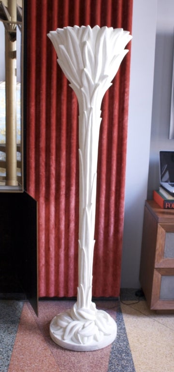 A Pair of Serge Roche Plaster Torcheres, France, circa 1930s. An original rare pair of carved wood and cast plaster torchères designed and produced by Serge Roche. Each in very good original condition with only some very minor defects. The finish is