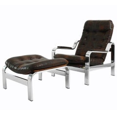 Adjustable Patchwork Leather Lounge Chair by Knoll